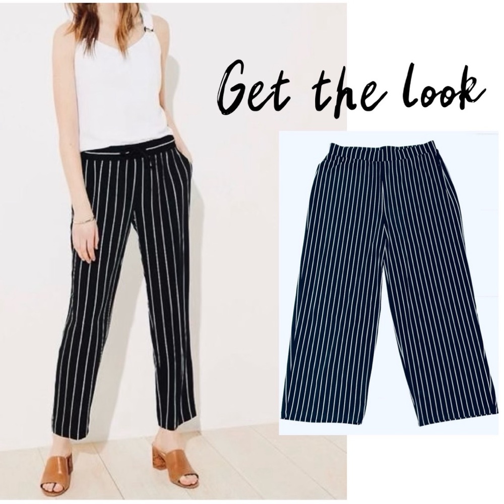 NWOT! Chaus New York black and white striped pull on, wide leg pants